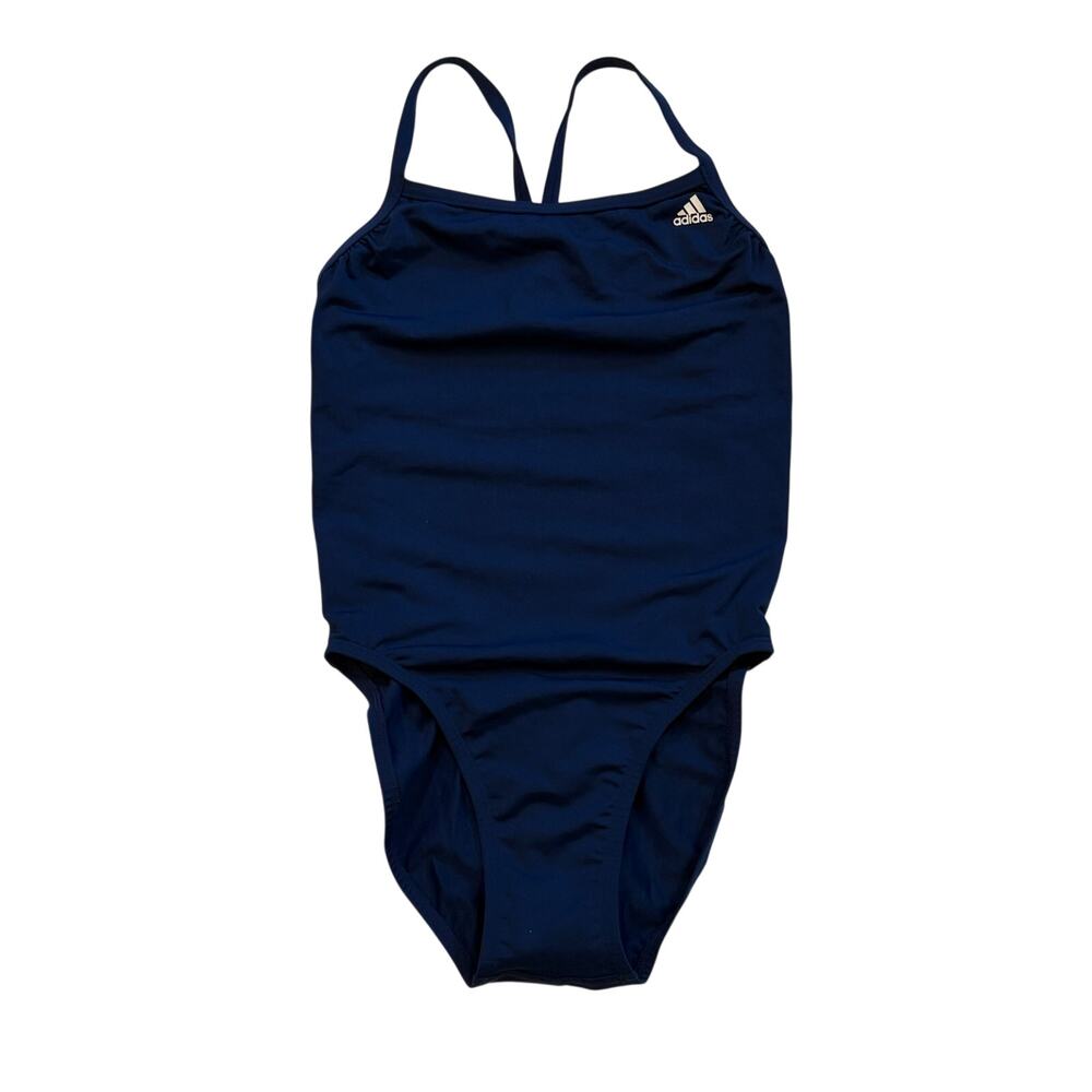 Adidas Swimsuit One Piece Womens Size 28 Blue C-Back Bathing Suit Summer
